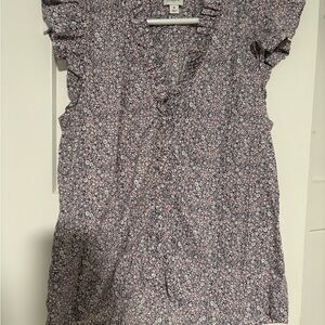 J. Crew Floral Ruffle Sleeve Top S